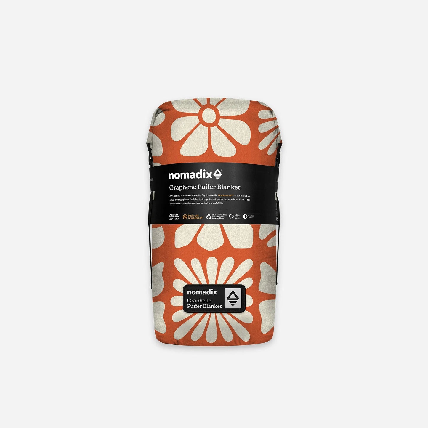 Graphene Puffer Blanket: Big Flowers Expedition Orange Nomadix