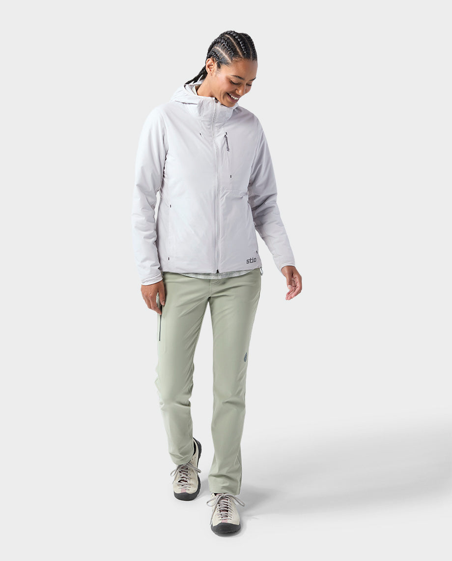 Stio Women's Fernos Insulated Hooded Jacket in Quiet Gray
