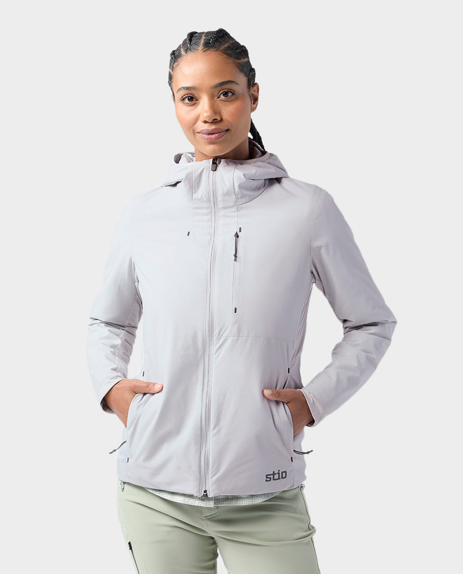 Stio Women's Fernos Insulated Hooded Jacket in Quiet Gray