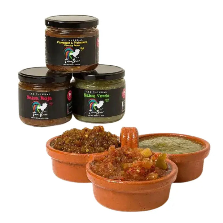 Salsa Tasting Set - 3 Salsa and Ceramic Tasting Dish Verve Culture
