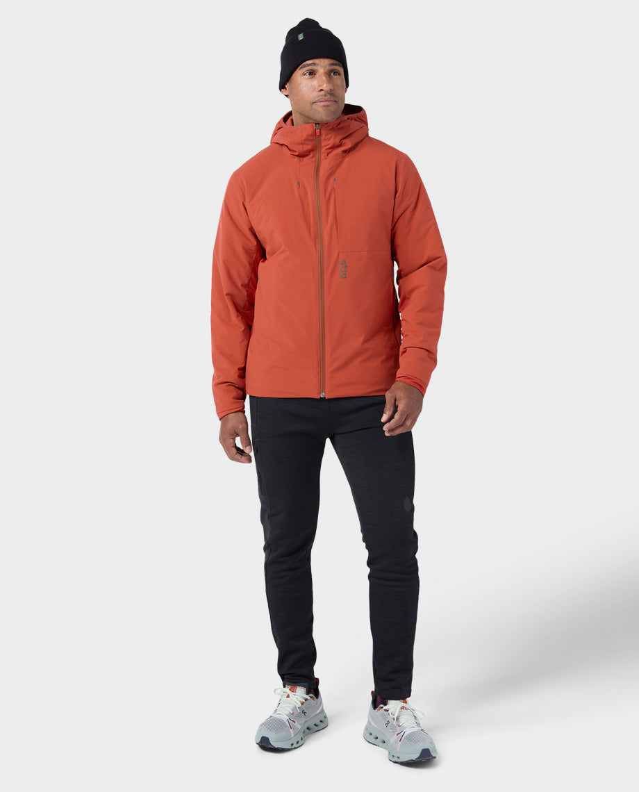 Stio Men's Fernos Insulated Hooded Jacket in Redrock