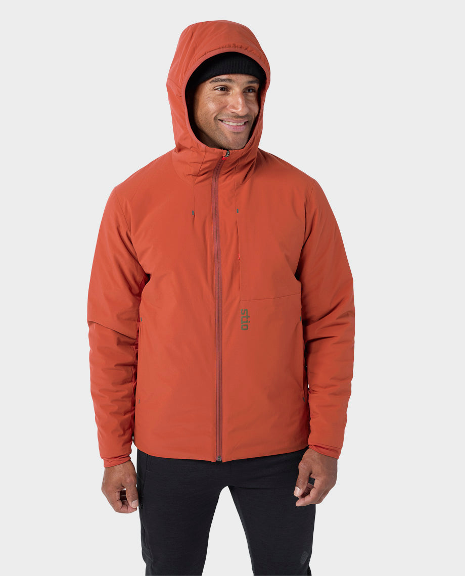 Stio Men's Fernos Insulated Hooded Jacket in Redrock