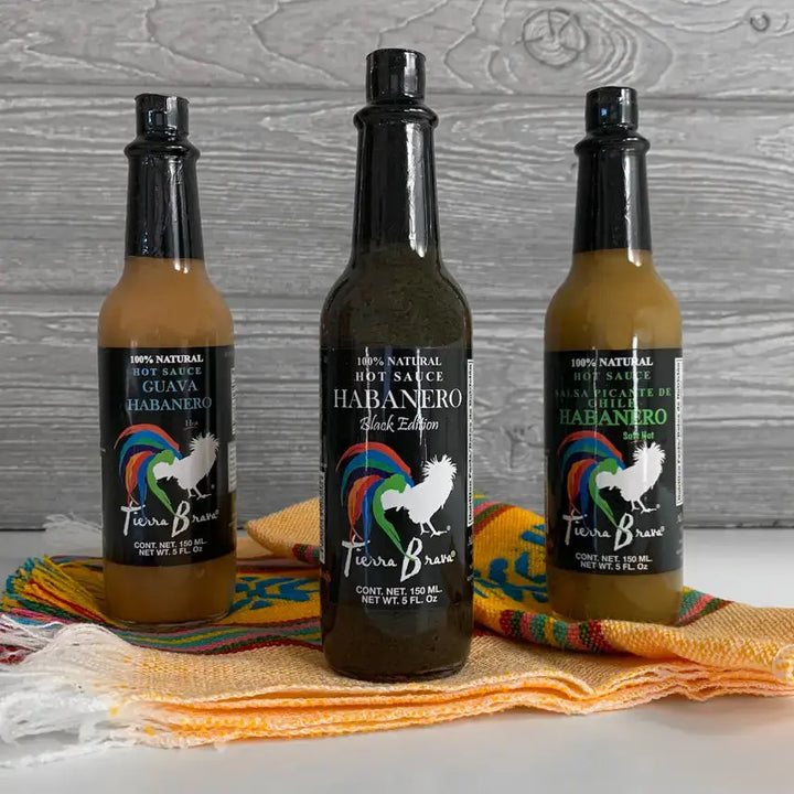 Habanero Hot Sauce Trio & Servilleta Gift Set - EarthHero Corporate Gifting and Custom Swag
