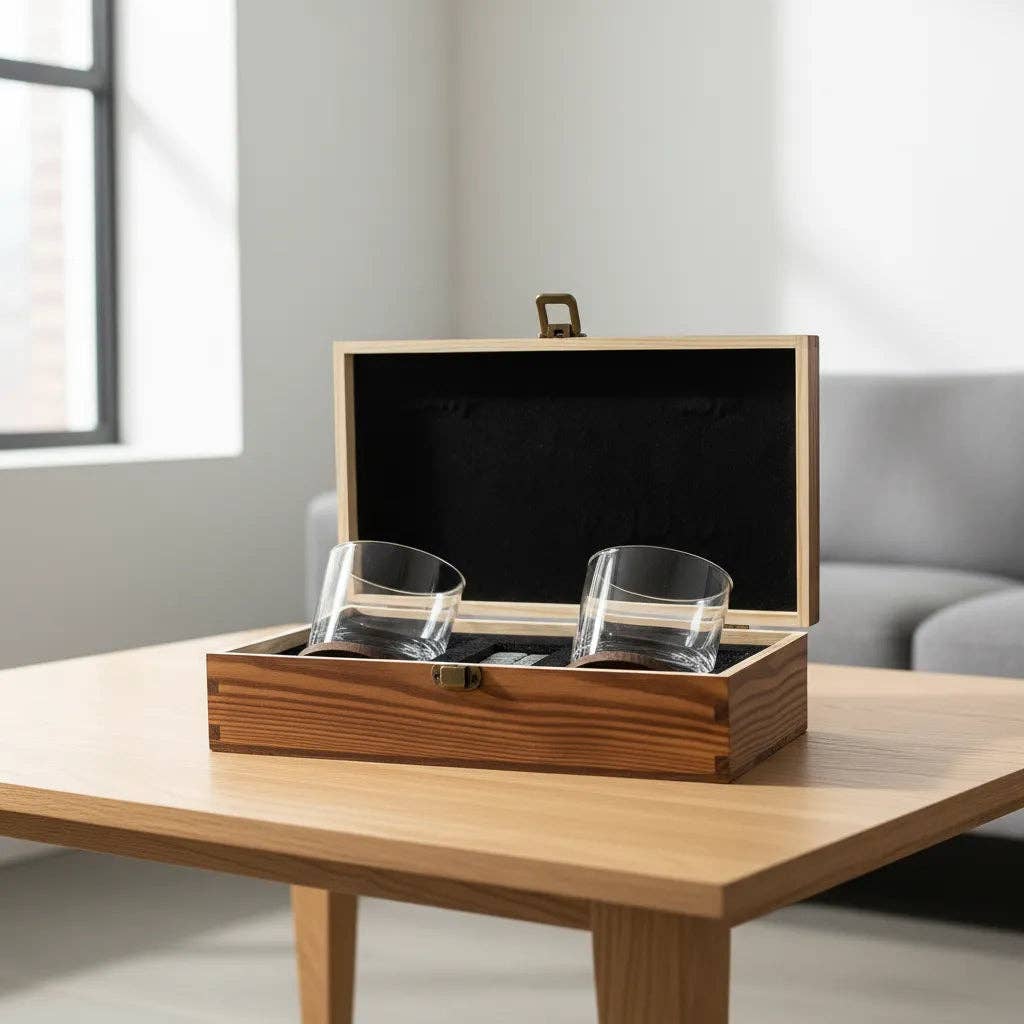 Wood gift box open