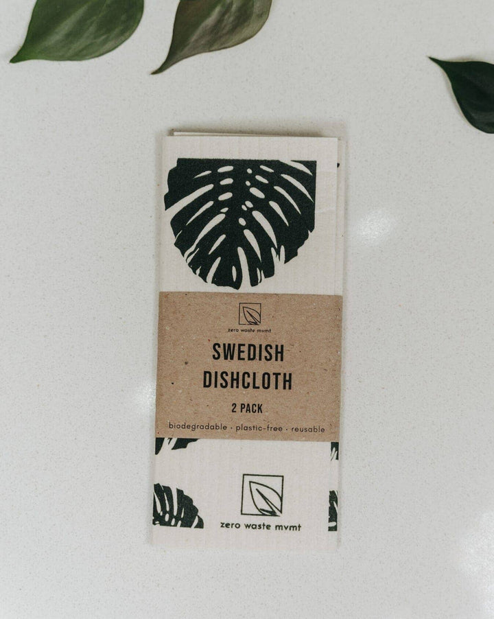 Monstera print dishcloth detail