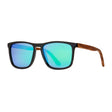 Shiny Black / Walnut Wood + Green Mirror Polarized Lens