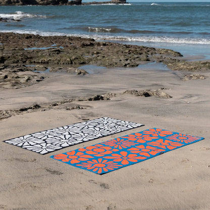 Organic Beach Towel: Big Flowers Stellar Orange Nomadix
