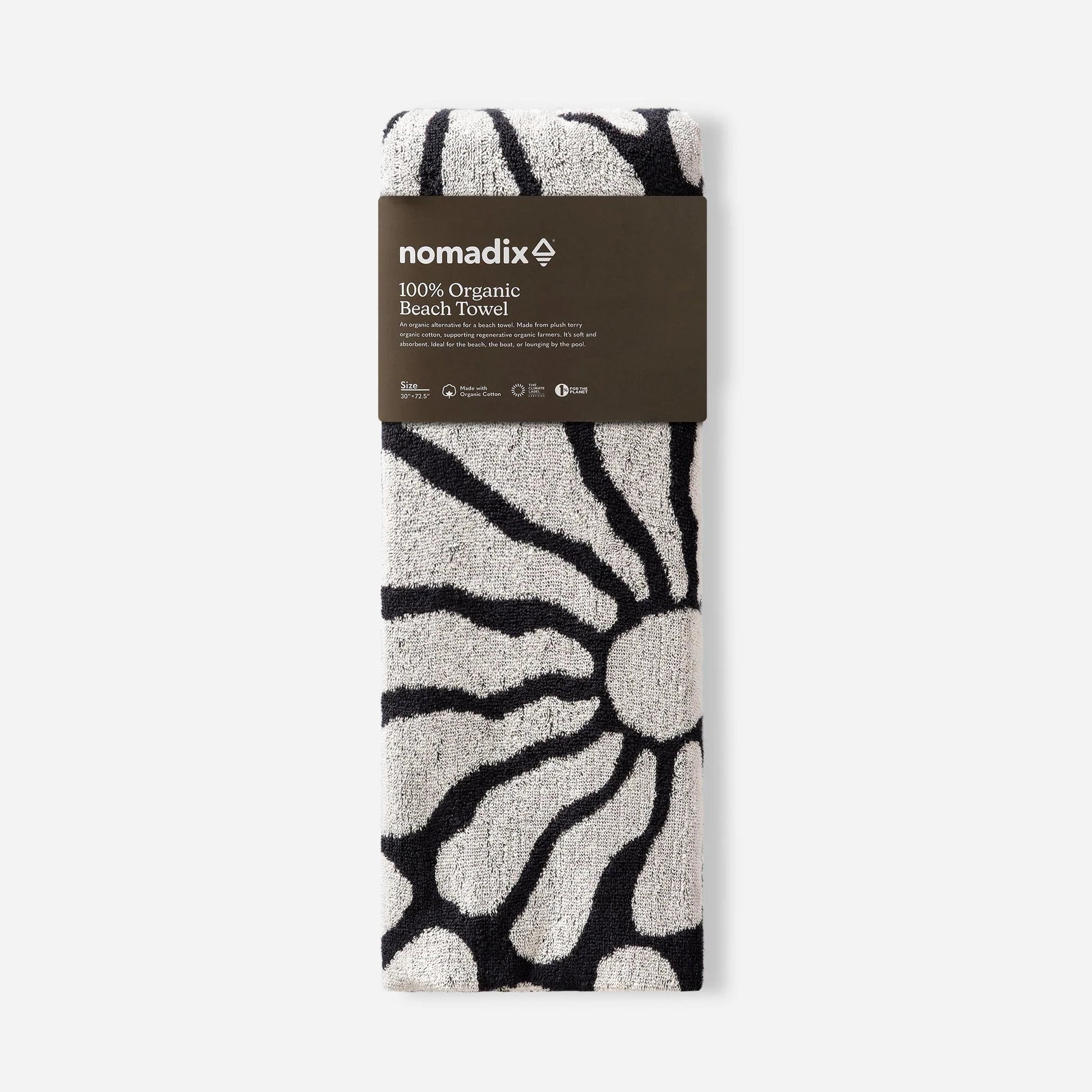 Organic Beach Towel: Lazy Daisy Black Nomadix