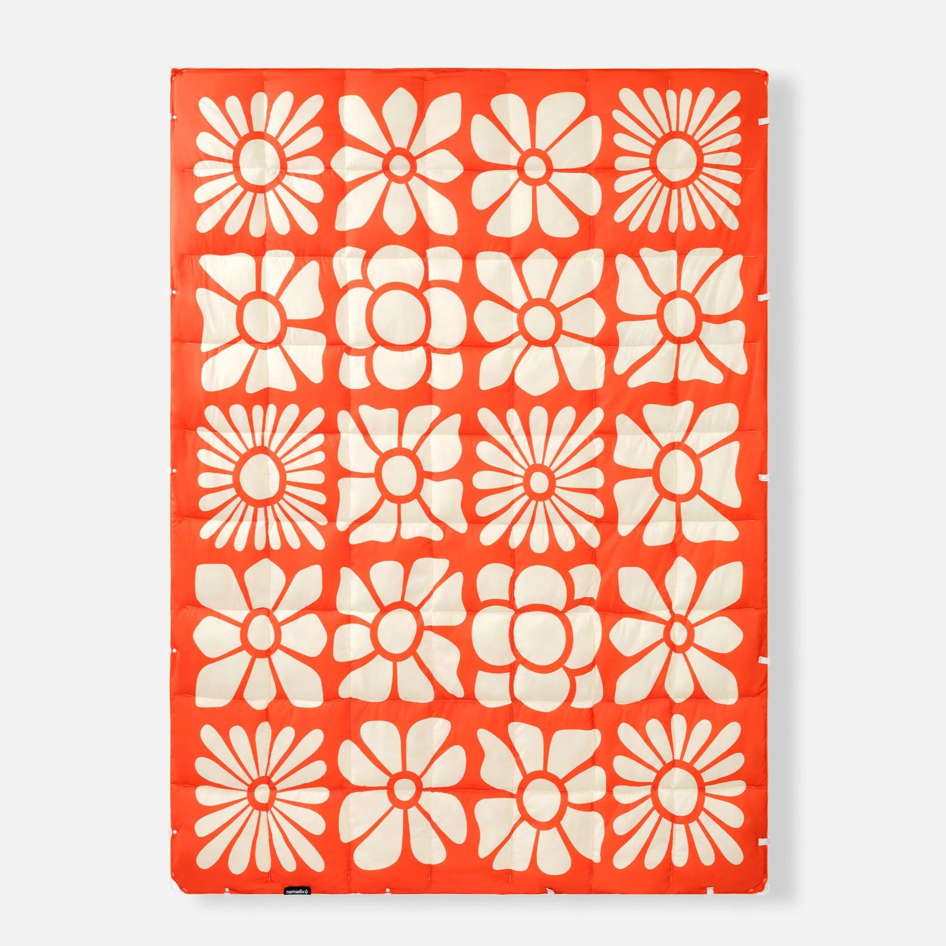 Graphene Puffer Blanket: Big Flowers Expedition Orange Nomadix