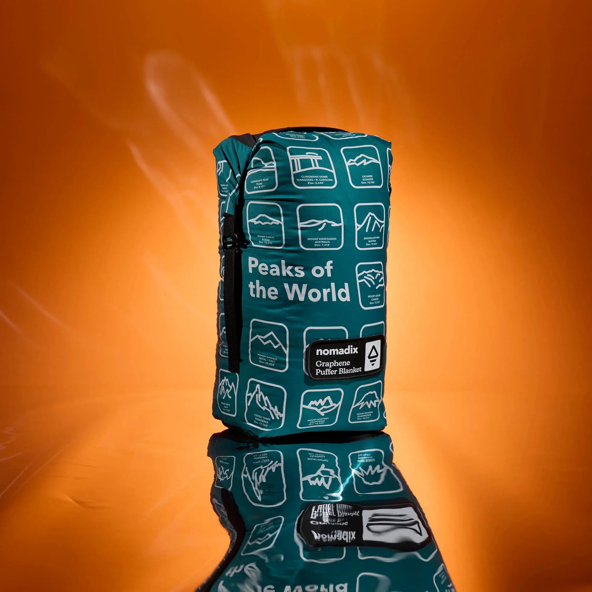 Graphene Puffer Blanket: Peaks of the World Teal Ocean Nomadix