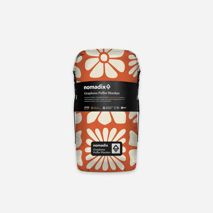 Graphene Puffer Blanket: Big Flowers Expedition Orange Nomadix
