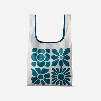 Pocket Tote: Big Flowers Teal Ocean Nomadix