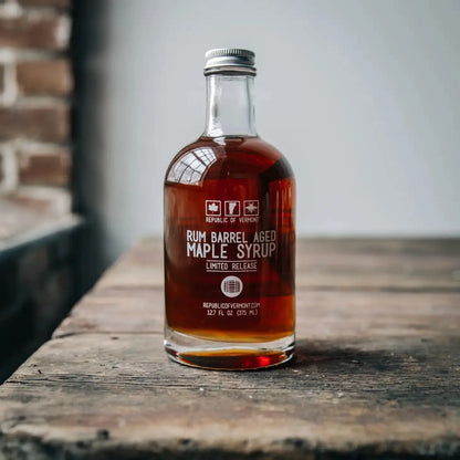 Rum Barrel Aged Organic Maple Syrup - EarthHero Corporate Gifting and Custom Swag