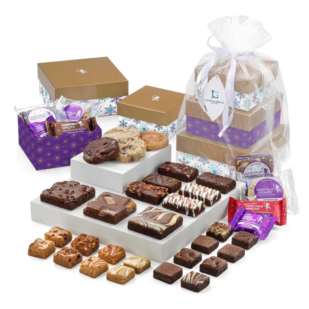 Custom Holiday 3-Box Tower | Gourmet Brownies, Sprites, Cookies & Morsels Gift Set Fairytale Brownies